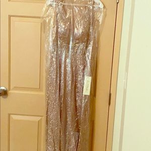 Long rose sparkly dress